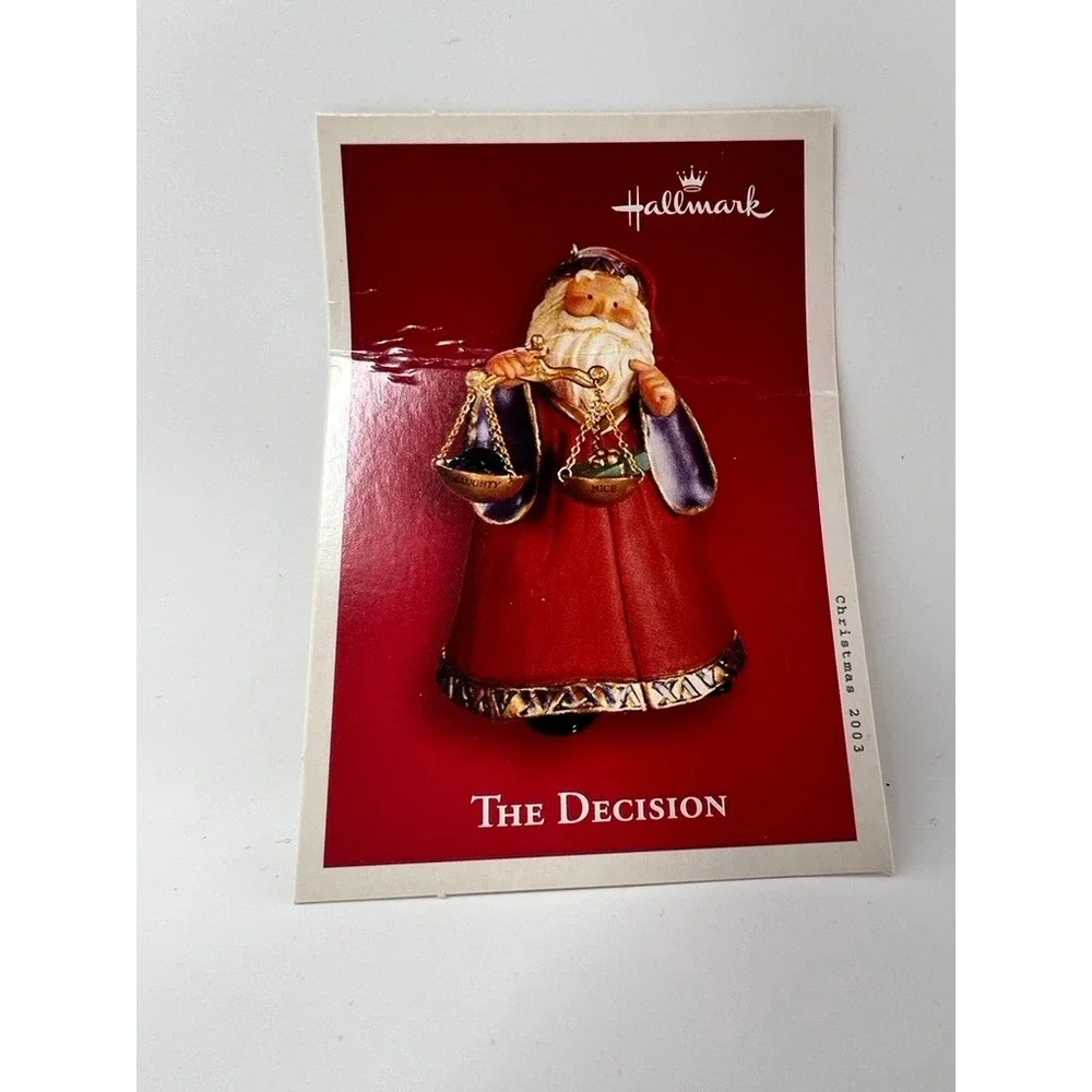 Hallmark The Decision Ornament Santa 2003 Purple Red Naughty Nice Scale